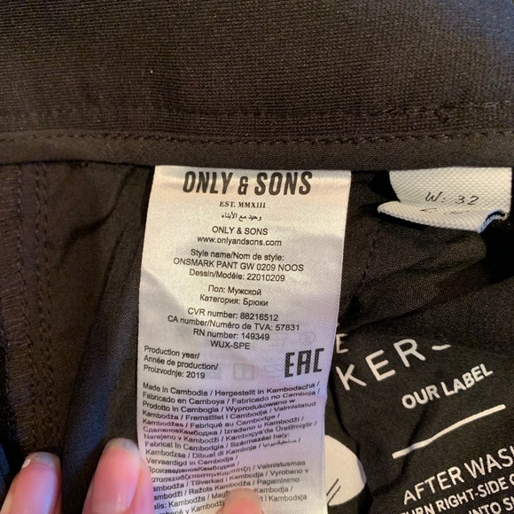Only & Sons Tapered Slim Fit Pant Black 32x32 NWT - Picture 8 of 8